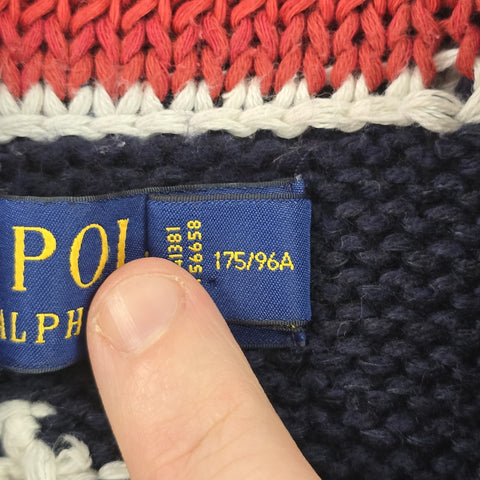 Polo Ralph Lauren USA Flag Shawl Knitted Cardigan Men's Medium