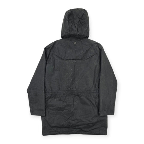 Barbour Pendle Waxed Parka Quilt Lined Jacket Grey Men's Medium