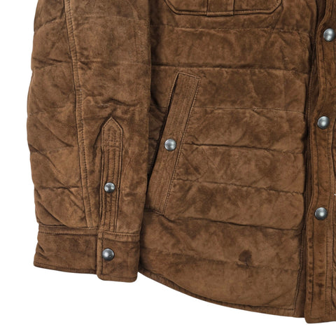 Polo Ralph Lauren Suede Leather Down Puffer Jacket Brown Men's XL
