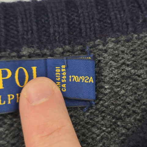 Polo Ralph Lauren Bear Knitted Jumper Grey Men's Small