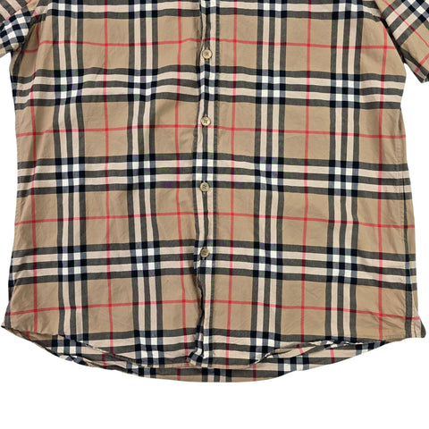 Burberry Caxton Poplin Nova Check Short Sleeve Shirt Men's Large