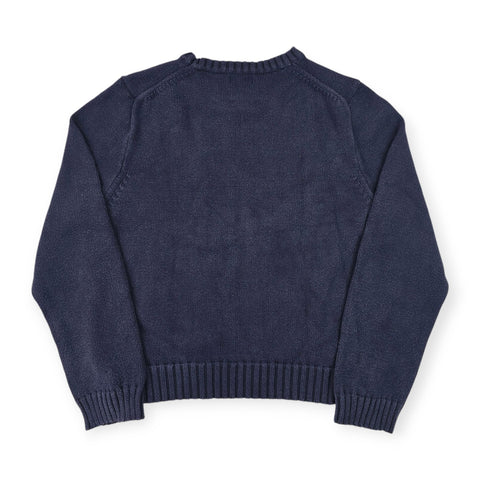 Polo Ralph Lauren USA Flag Spellout Knitted Jumper Blue Women's XL